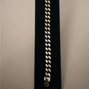 Stainless Steel Black & Silver Plated Bracelet 8 in